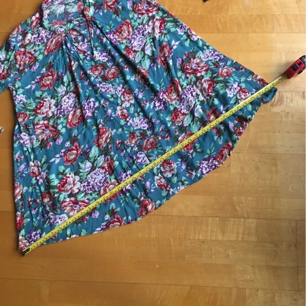 Umgee Teal Pink Floral Dress Tunic Size S - Picture 14 of 17